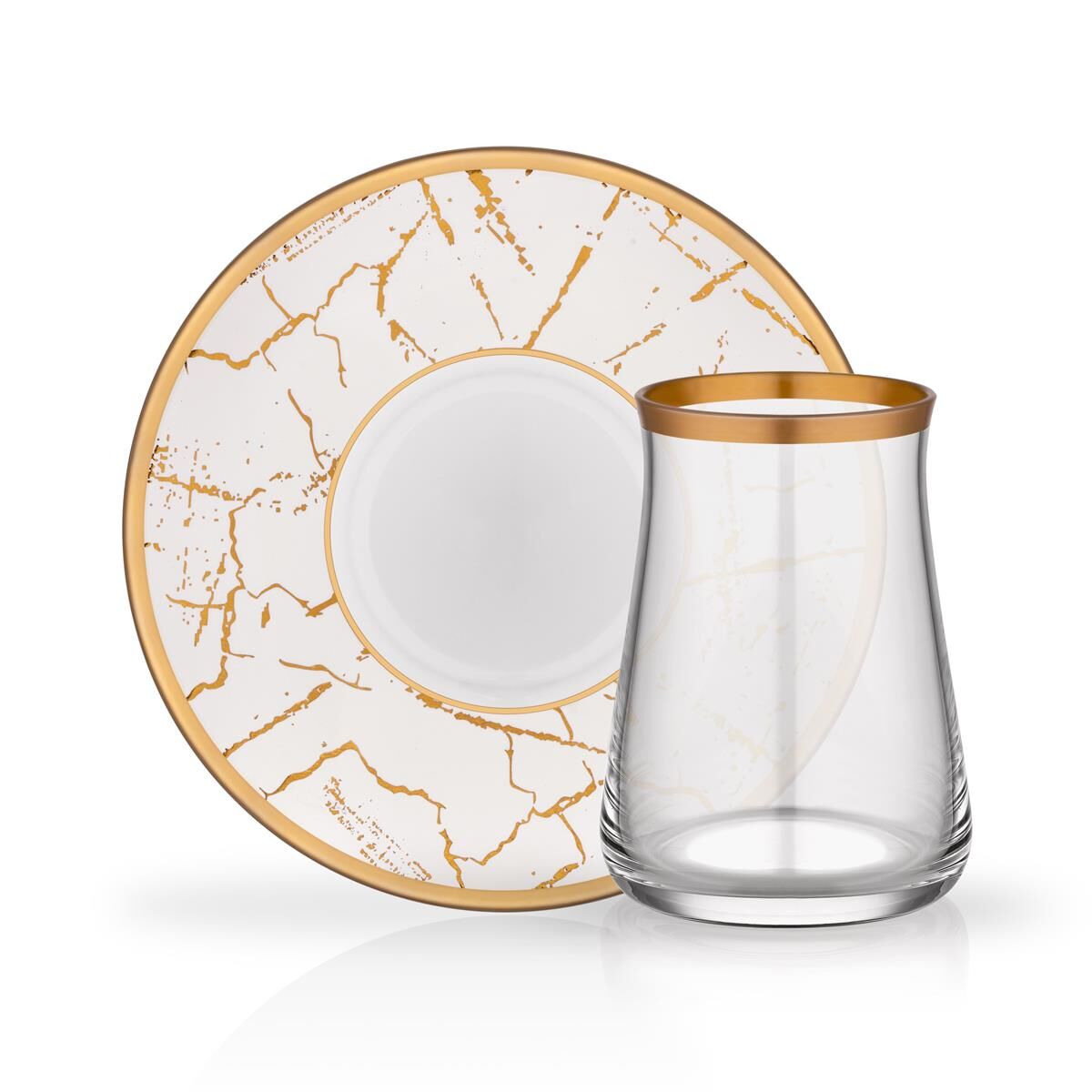 TARABYA BEYAZ MERMER 1 KİŞİLİK ÇAY SETİ