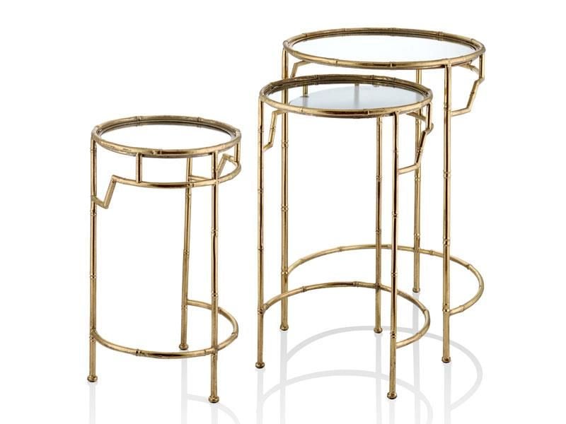 ANTİK GOLD BAMBU GÖRÜNÜMLÜ 3'LÜ SEHPA
