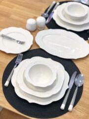 MILANO 27P.-6 KŞ.ÇİZGİ RÖLYEFLİ EKRU YEMEK TAKIMI