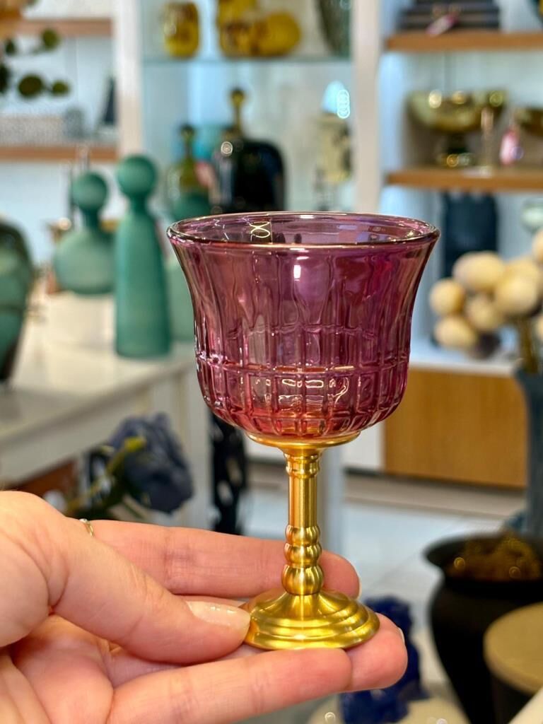 PEMBE ALTIN AYAKLI TEKLİ KAHVE YANI BARDAK