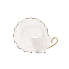 VALERIA BEYAZ ALTIN TEK KİŞİLİK TÜRK KAHVESİ FİNCANI