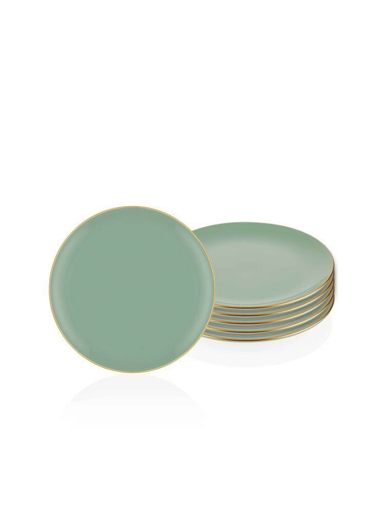 BASIC YEŞİL 6'LI PASTA TABAK 19CM