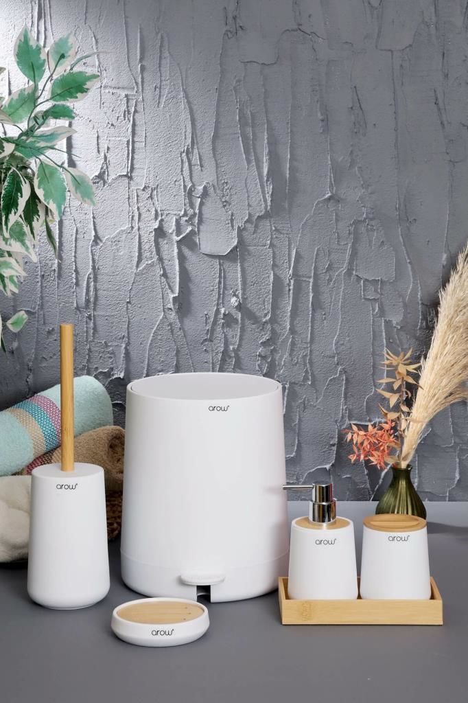 BEYAZ BAMBU 6 PARÇA BANYO SETİ