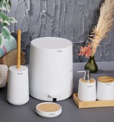 BEYAZ BAMBU 6 PARÇA BANYO SETİ