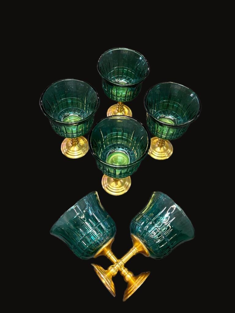 YEŞİL ALTIN AYAKLI 6'LI KAHVE YANI BARDAK