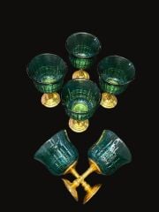 YEŞİL ALTIN AYAKLI 6'LI KAHVE YANI BARDAK