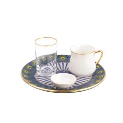 TAVUS YUVARLAK 4 PARÇA KAHVE SETİ