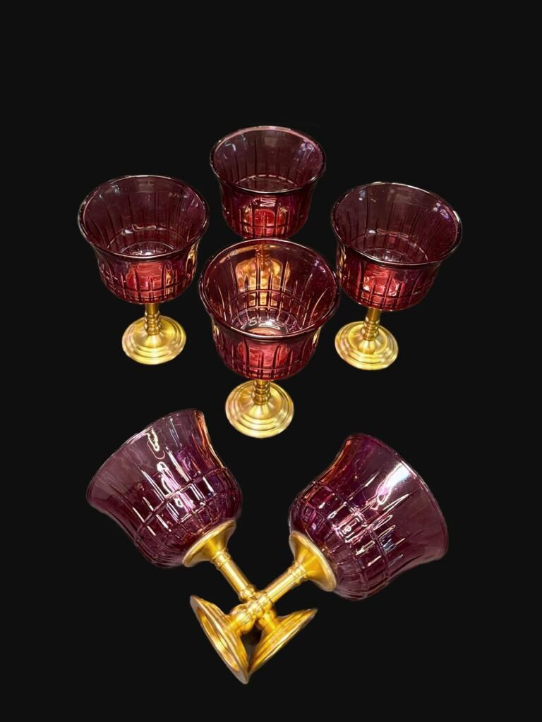 PEMBE ALTIN AYAKLI 6'LI KAHVE YANI BARDAK