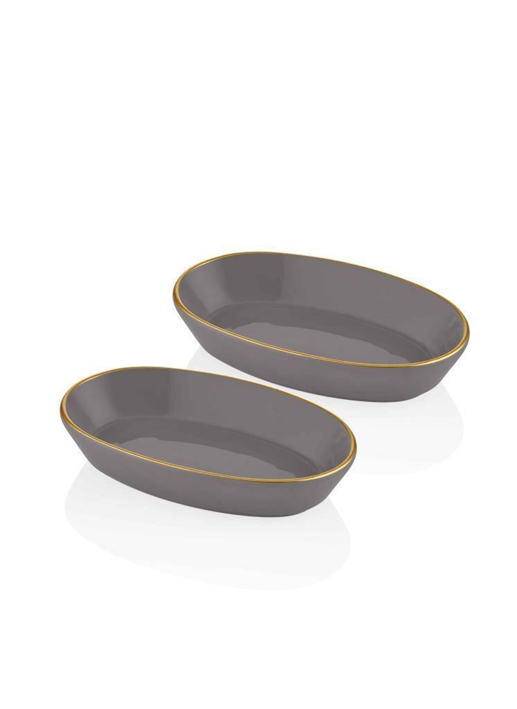 BASIC GRİ 2'Lİ OVAL SERVİS TABAK 26CM
