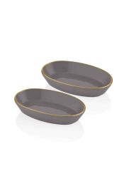 BASIC GRİ 2'Lİ OVAL SERVİS TABAK 26CM