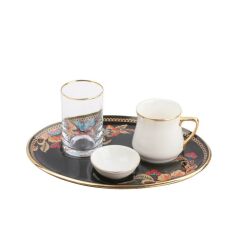 LORENA SİYAH 4 PARÇA OVAL KAHVE SETİ