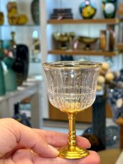 ŞEFFAF ALTIN AYAKLI 6'LI KAHVE YANI BARDAK