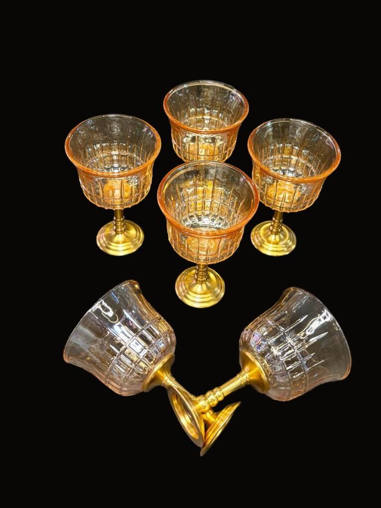 AMBER ALTIN AYAKLI 6'LI KAHVE YANI BARDAK