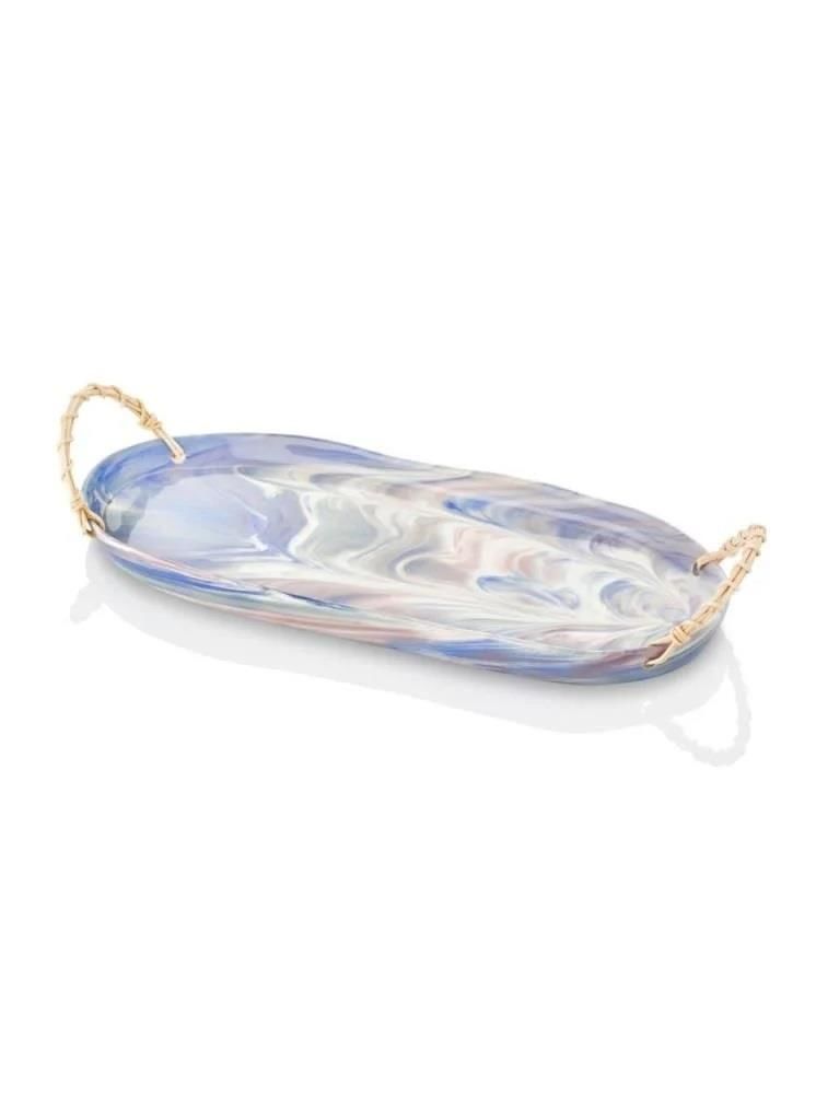 TAJ MERMER MAVİ OVAL SERVİS/SUNUM TABAK 36CM