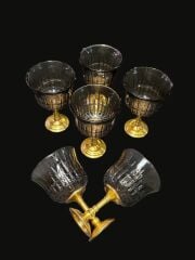 FÜME ALTIN AYAKLI 6'LI KAHVE YANI BARDAK