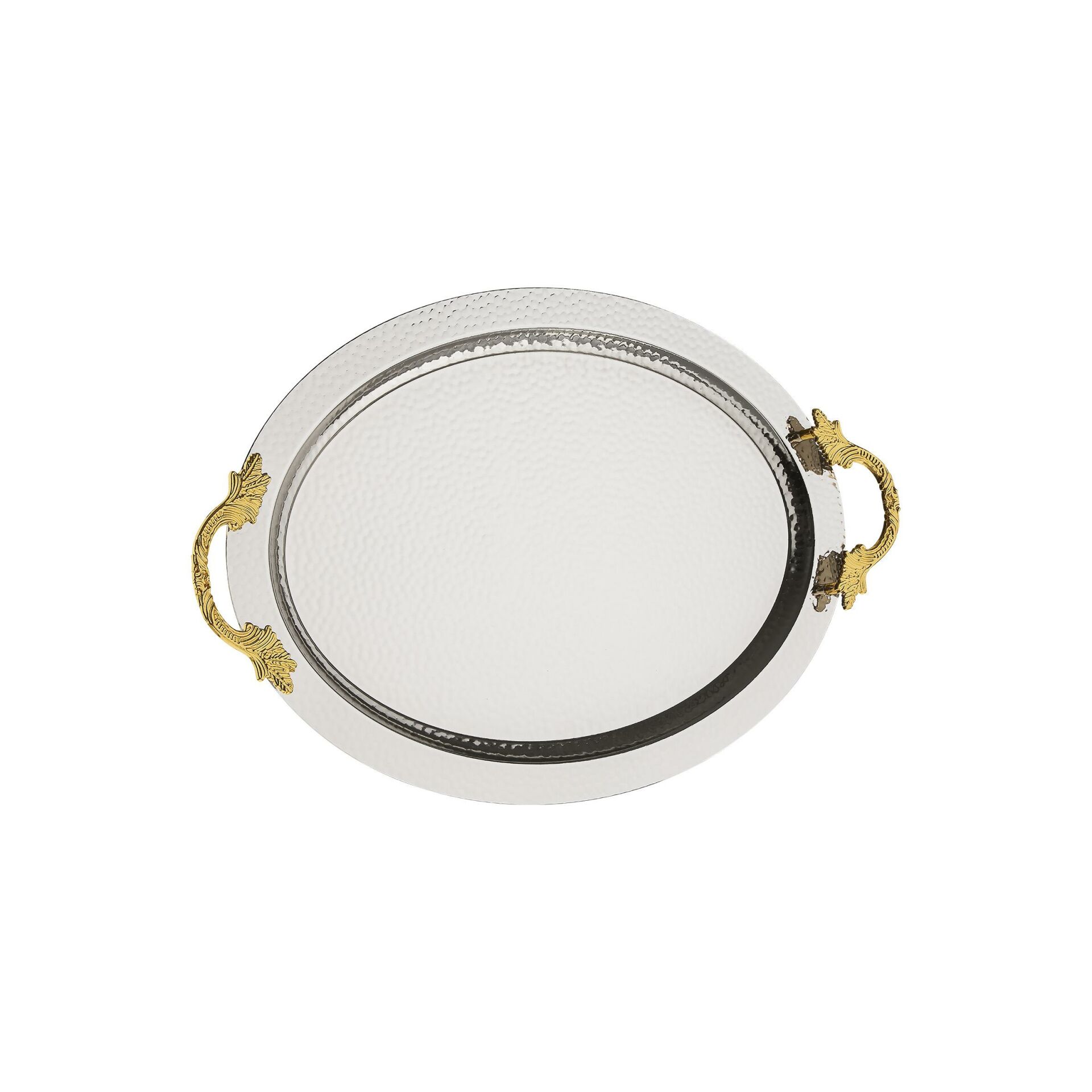 GÜMÜŞ ALTIN KULPLU OVAL TEPSİ