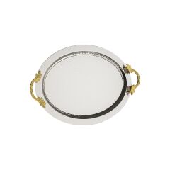 GÜMÜŞ ALTIN KULPLU OVAL TEPSİ