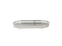 GÜMÜŞ AYNALI OVAL DEKORATİF TEPSİ 33X16CM