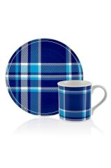 SQUARE LACİVERT KUPA VE PASTA TABAĞI SET