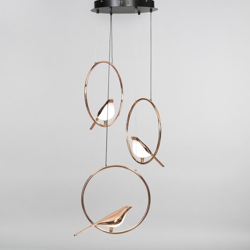 ALTIN KUŞLU YUVARLAK LEDLİ AVİZE