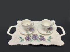 AZURI TEPSİLİ 2 KİŞİLİK TÜRK KAHVESİ FİNCAN TAKIMI