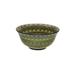 YEŞİL ETNİK DESEN TEKLİ KASE 16X7CM