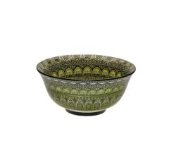 YEŞİL ETNİK DESEN TEKLİ KASE 16X7CM