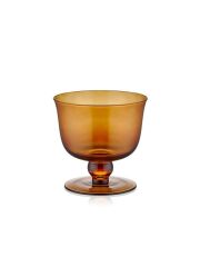 AMBER CAM AYAKLI TEKLİ TATLI KASE 11X10CM