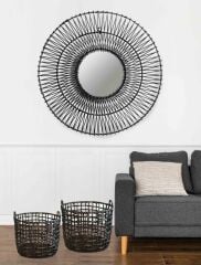 KAHVERENGİ RATTAN DEKORATİF SEPET 41X32CM