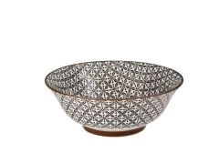 BEYAZ ETNİK DESEN TEKLİ BOL KASE 21X7CM