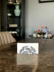 BEYAZ YAPRAK DESEN OVAL PEÇETELİK 16X8CM