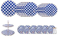 EMMA KOBALT DAMALI 6 KİŞİLİK 26 PARÇA SERVİS SETİ