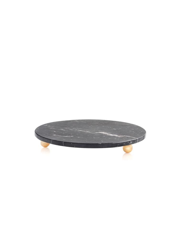 MERMER BONCUK SİYAH AYAKLI SERVİS TABAK 28CM