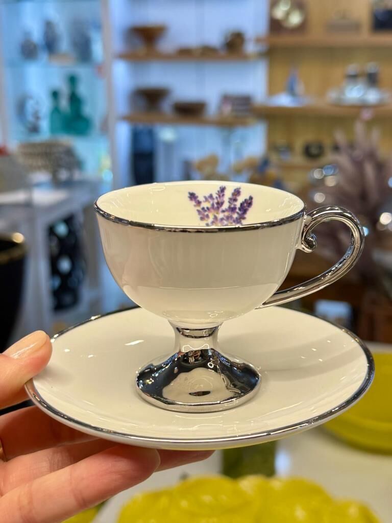 MIRANDA BEYAZ-GÜMÜŞ 1 KİŞİLİK TÜRK KAHVESİ FİNCANI