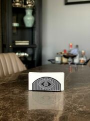 SİYAH BEYAZ OVAL ÇİZGİLİ PEÇETELİK 16X8CM