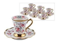 ELEANOR PEMBE 6'LI KİŞİLİK TÜRK KAHVESİ FİNCANI