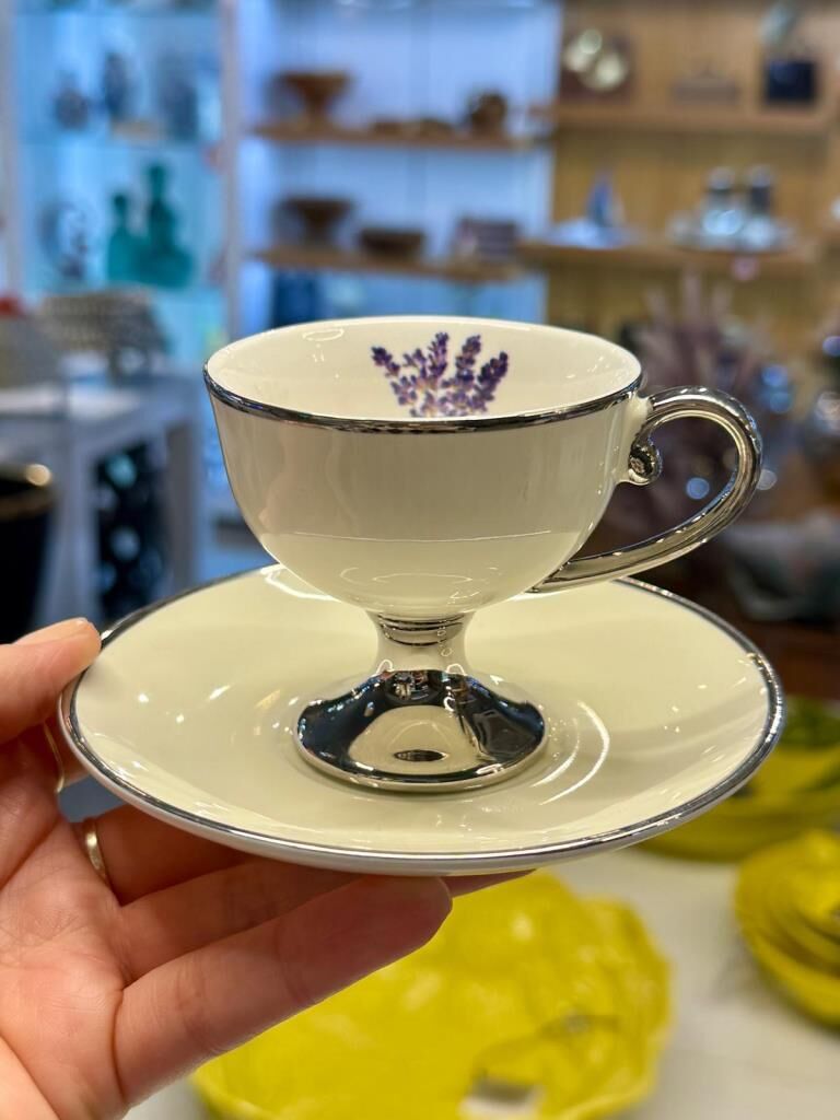 MIRANDA KREM-GÜMÜŞ 1 KİŞİLİK TÜRK KAHVESİ FİNCANI