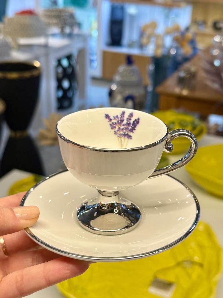 MIRANDA BEYAZ-GÜMÜŞ 6 KİŞİLİK TÜRK KAHVESİ FİNCANI