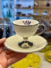 MIRANDA KREM-GÜMÜŞ 6 KİŞİLİK TÜRK KAHVESİ FİNCANI