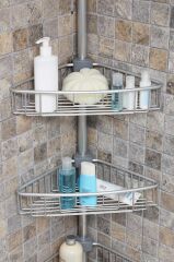 ALUMİNYUM 4 RAFLI YAYLI BANYO KÖŞE RAFI MAT ELOKSAL