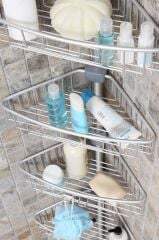 ALUMİNYUM 4 RAFLI YAYLI BANYO KÖŞE RAFI MAT ELOKSAL