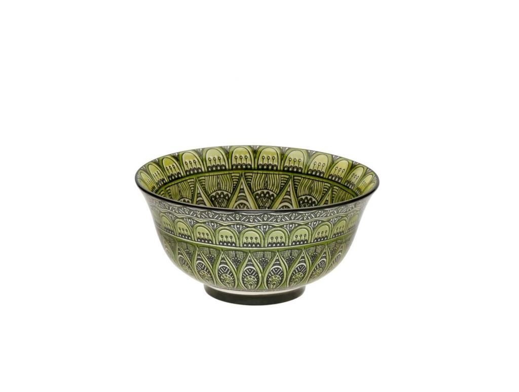 YEŞİL ETNİK DESEN 6'LI KASE 12X6CM