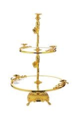 ESPECİE ALTIN 2 KATLI SUNUM TABAK 32CM