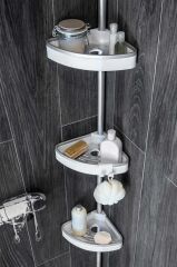 VENTA 3'LÜ BANYO KÖŞE RAFI PASLANMAZ ALÜMİNYUM BORULAR BEYAZ