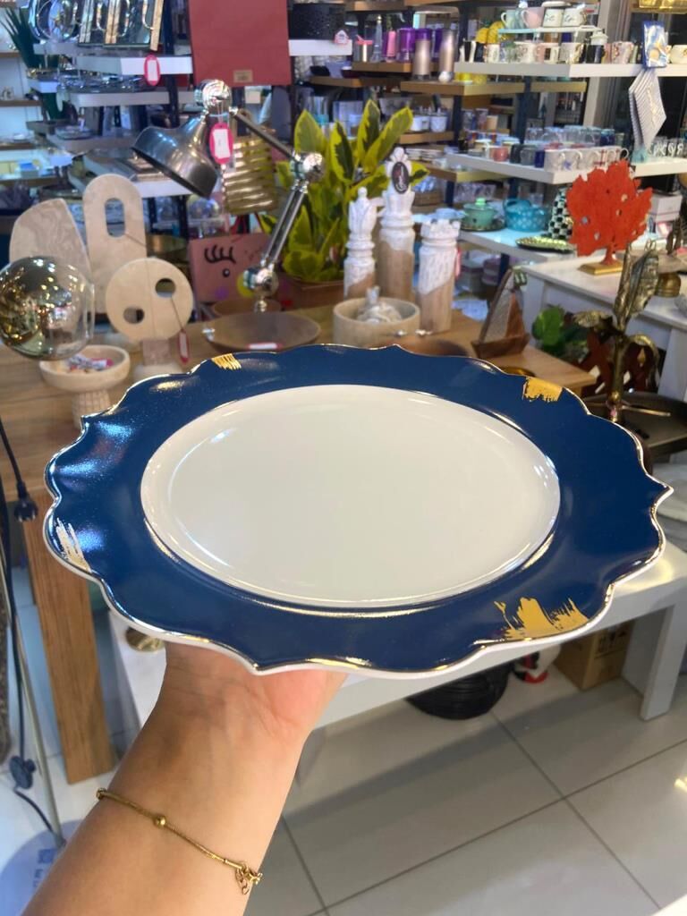 LACİVERT PORSELEN 6'LI SERVİS TABAK 27CM