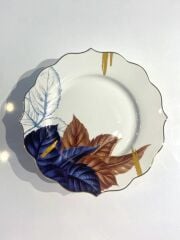 PEMBE LACİVERT PORSELEN 6'LI PASTA TABAK 20CM