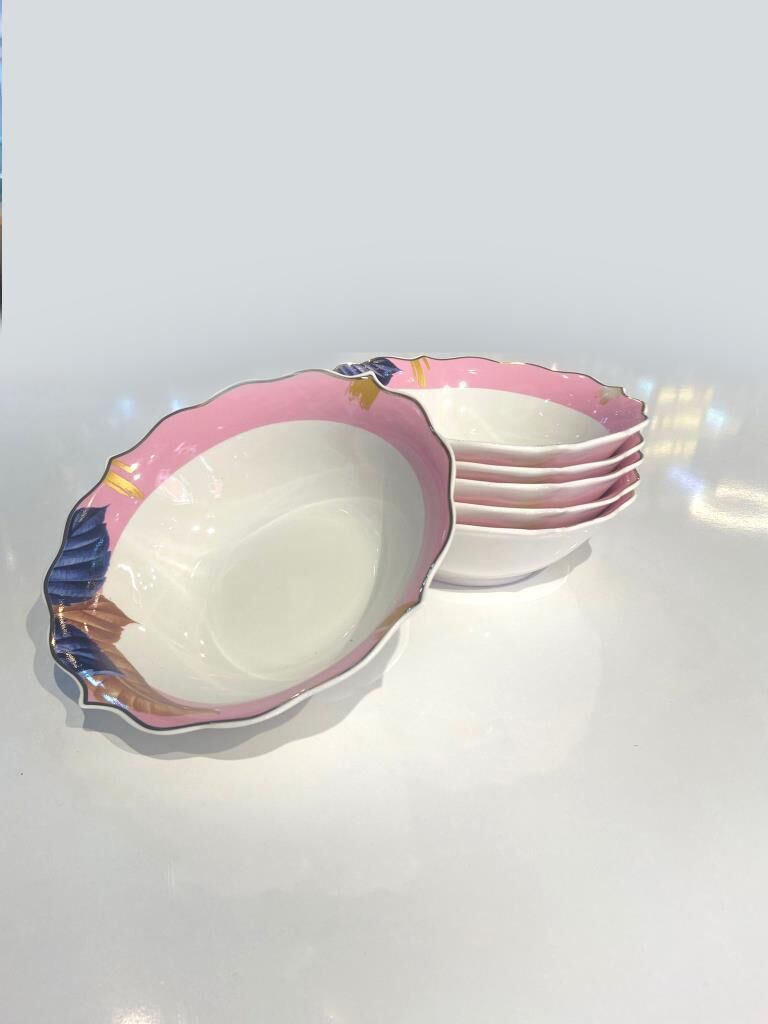 PEMBE LACİVERT PORSELEN 6'LI KASE 15CM