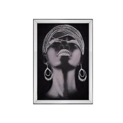 GÜMÜŞ SİYAH AFRİKALI KADIN TABLO 70x100cm