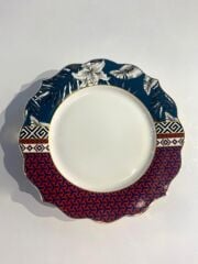 PEMBE MAVİ PORSELEN 6'LI PASTA TABAK 20CM