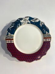 PEMBE MAVİ PORSELEN 6'LI PASTA TABAK 20CM